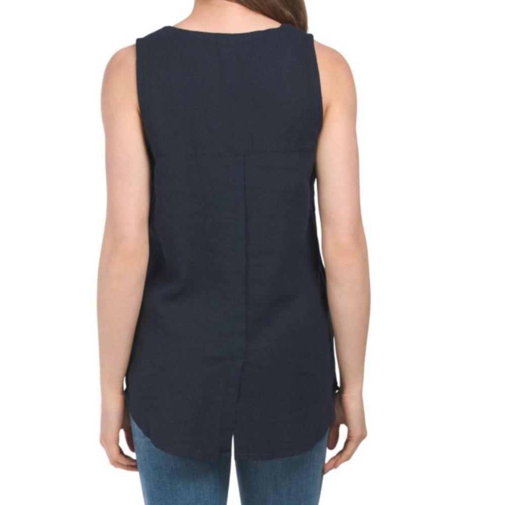 Ellen Tracy Sleeveless Zipper Detail Top Navy Blue Medium NWT - Picture 4 of 11